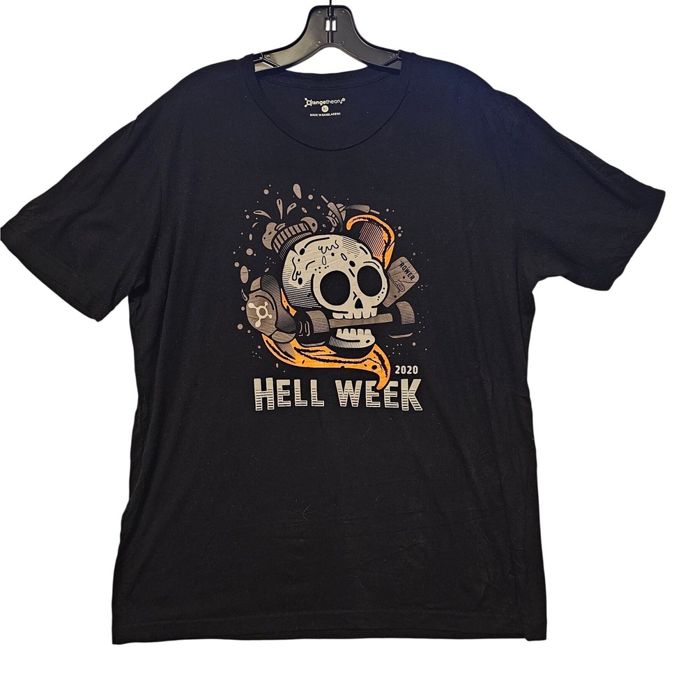 Orangetheory Fitness Mens Hell Week 2020 Skull Barbell Graphic T-Shirt Black XL